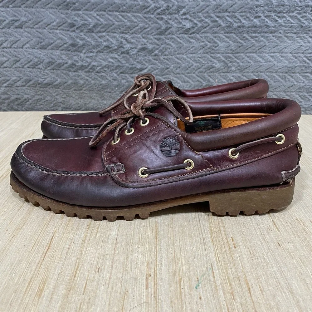 Vtg Timberland Classic Leather Blucher Brown 3 Eye Lug Sole Shoes Mens 10 32026